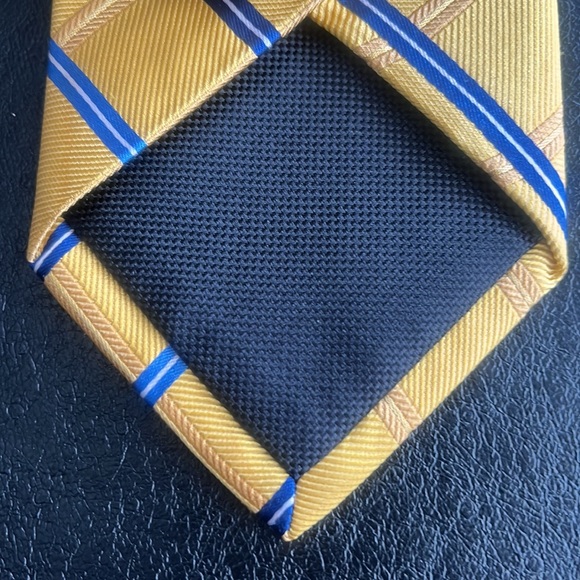 NORDSTROM Yellow, Blue & White Striped Silk Necktie - Picture 5 of 7